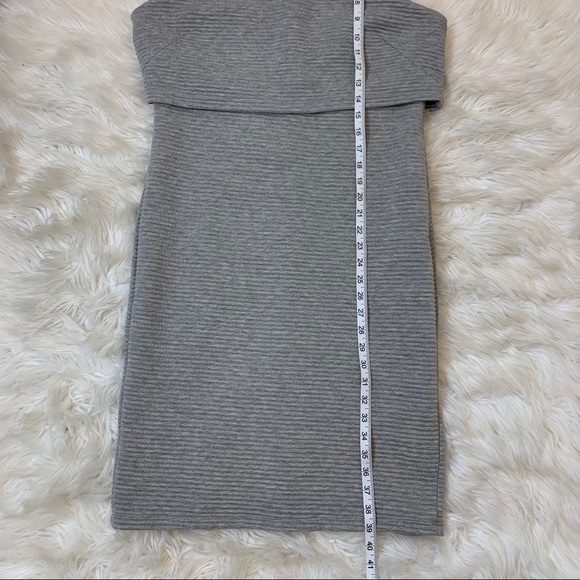 BARIII gray ribbed sleeveless mockneck dress Large - Picture 3 of 7